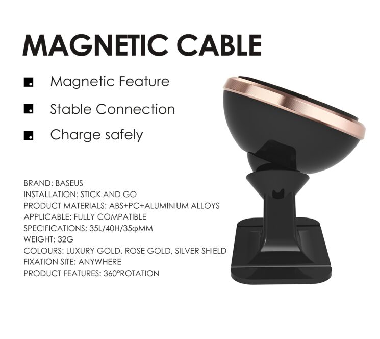 Магнітний тримач BASEUS Magnetic Holder в автомобіль - Silver: фото 10 з 12