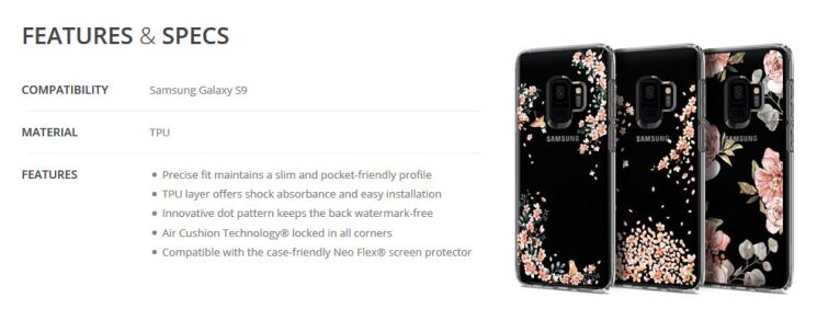 Защитный чехол Spigen SGP Liquid Crystal Blossom для Samsung Galaxy S9 (G960) - Crystal Clear: фото 10 из 16