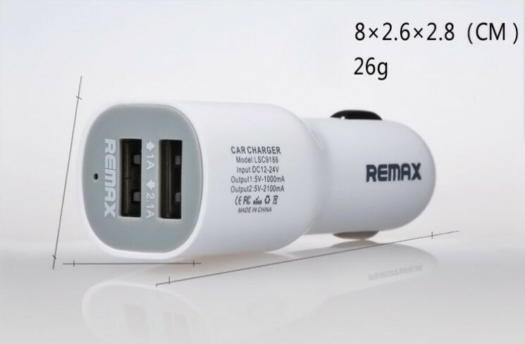 Автомобільний зарядний пристрій Remax Dual Port (2.1A + 1.0A): фото 6 з 8