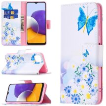 Чехол-книжка Deexe Color Wallet для Samsung Galaxy A22 5G (A226) - Butterfly and Flower: фото 1 из 8
