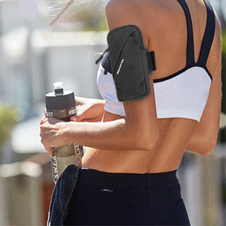 Чехол на руку Deexe Armband Sleeve для смартфонов шириной до 95мм - Light Grey: фото 6 из 14