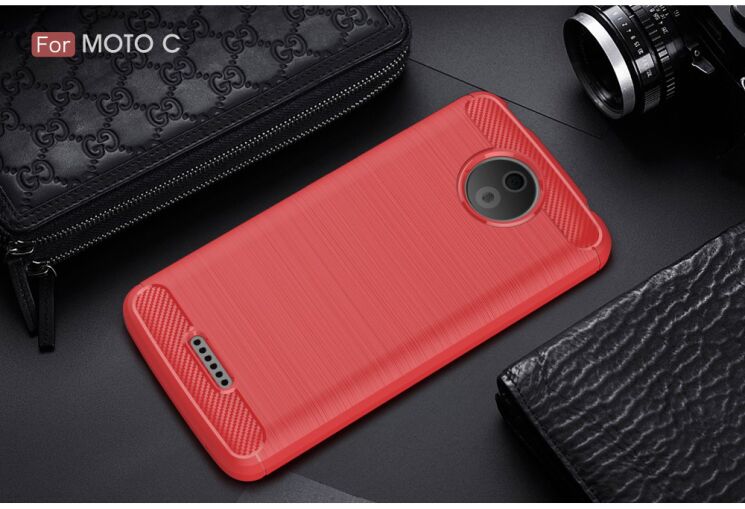 Захисний чохол UniCase Carbon для Motorola Moto C - Red: фото 2 з 8