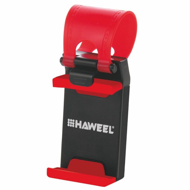 Универсальный держатель на руль для смартфонов HAWEEL Steering Holder - Black&Red: фото 3 из 11