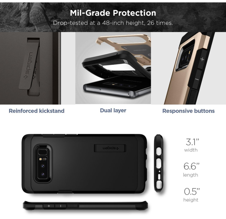 Защитный чехол Spigen SGP Tough Armor для Samsung Galaxy Note 8 (N950) - Maple Gold: фото 14 из 14