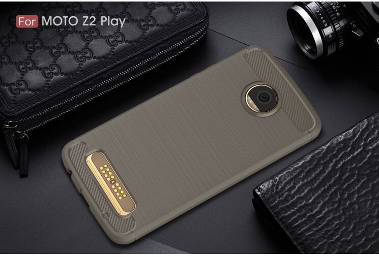 Захисний чохол UniCase Carbon для Motorola Moto Z2 Play - Gray: фото 2 з 8