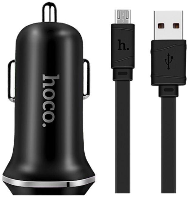 Автомобильное зарядное устройство HOCO Z1 Charging Kit (2 USB) + кабель: фото 1 из 3