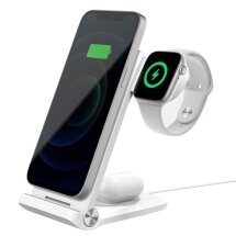 Беспроводное зарядное устройство NILLKIN PowerTrio 3 in 1 Wireless Charger с адаптером для Apple Watch - White: фото 1 из 18