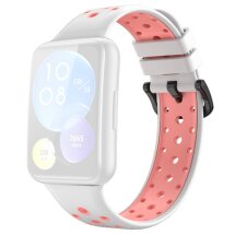 Ремінець Deexe Dot Color для Huawei Watch Fit 2 - White / Pink: фото 1 з 6