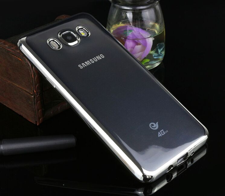 Силіконовий (TPU) чохол Deexe Glossy Border для Samsung Galaxy J7 2016 (J710) - Silver: фото 2 з 11