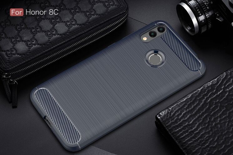 Захисний чохол UniCase Carbon для Huawei Honor 8C - Dark Blue: фото 2 з 8