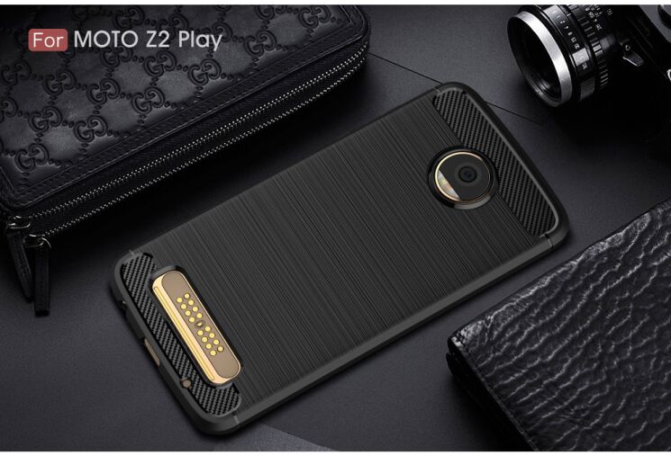 Захисний чохол UniCase Carbon для Motorola Moto Z2 Play - Black: фото 2 з 8