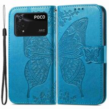 Чехол UniCase Butterfly Pattern для Xiaomi Poco M4 Pro 4G - Blue: фото 1 из 9