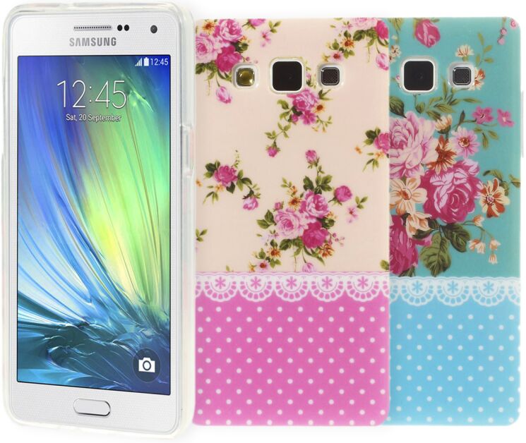 Силиконовая накладка Deexe Pretty Flowers для Samsung Galaxy A5 (A500) - Light Blue: фото 6 из 6