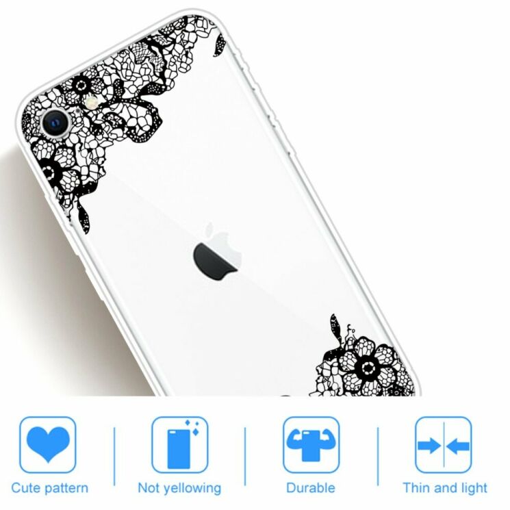 Силиконовый (TPU) чехол Deexe Pretty Glossy для Apple iPhone SE 2 / 3 (2020 / 2022) / iPhone 8 / iPhone 7 - Lace Flower: фото 5 из 5
