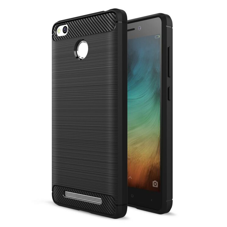 Силіконовий (TPU) чохол UniCase Carbon для Xiaomi Redmi 3 Pro / 3s - Black: фото 1 з 8