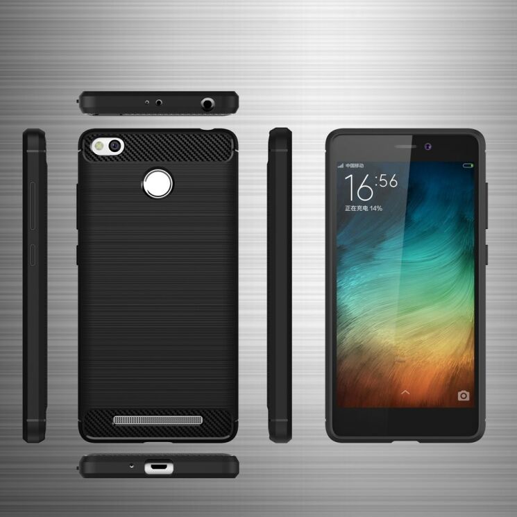 Силіконовий (TPU) чохол UniCase Carbon для Xiaomi Redmi 3 Pro / 3s - Black: фото 6 з 8