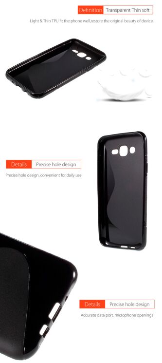 Силиконовая накладка Deexe S Line для Samsung Galaxy J7 (J700) / J7 Neo (J701) - Black: фото 5 з 6