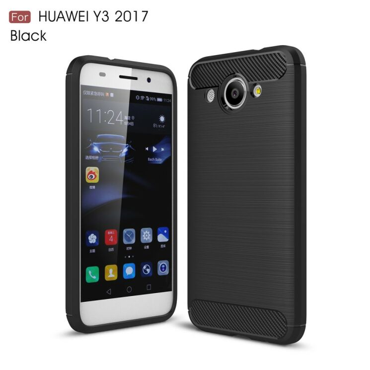 Захисний чохол UniCase Carbon для Huawei Y3 2017 - Black: фото 1 з 9