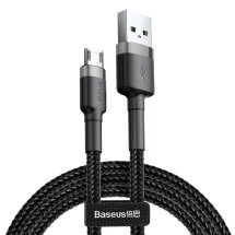 Кабель Baseus Cafule USB to MicroUSB (2.4A, 0.5m) CAMKLF-AG1 - Black / Grey: фото 1 из 22