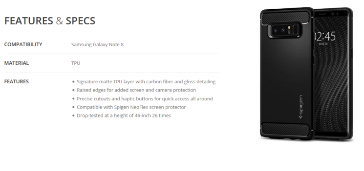 Защитная накладка Spigen SGP Rugged Armor для Samsung Galaxy Note 8 (N950): фото 9 из 12