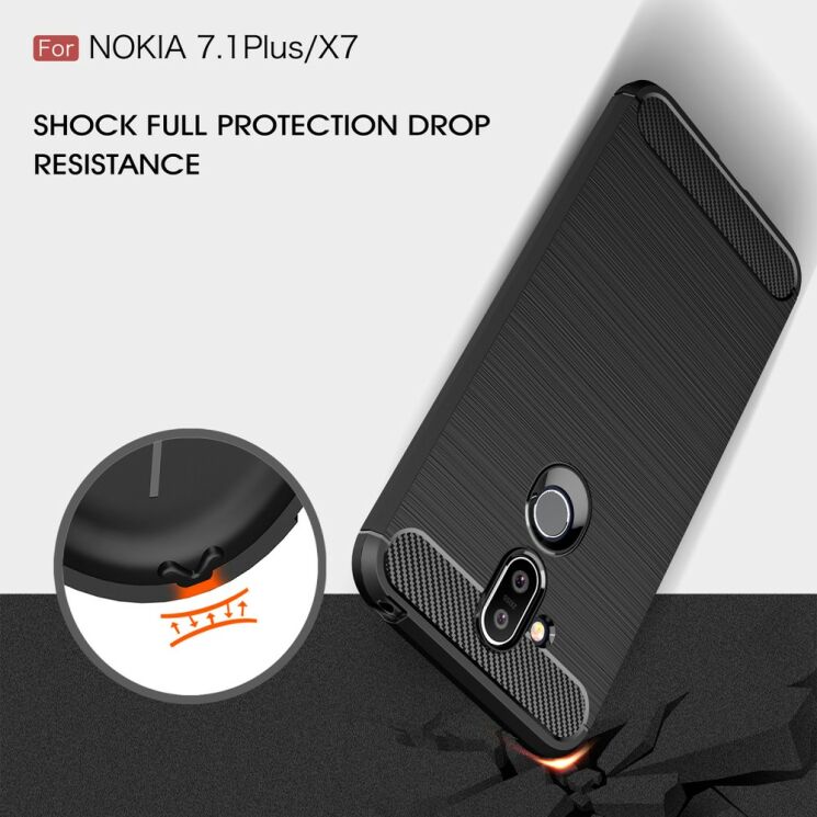 Защитный чехол UniCase Carbon для Nokia 7.1 Plus - Black: фото 6 из 9