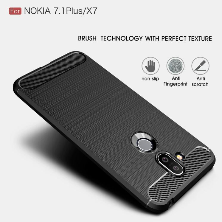 Защитный чехол UniCase Carbon для Nokia 7.1 Plus - Black: фото 4 из 9