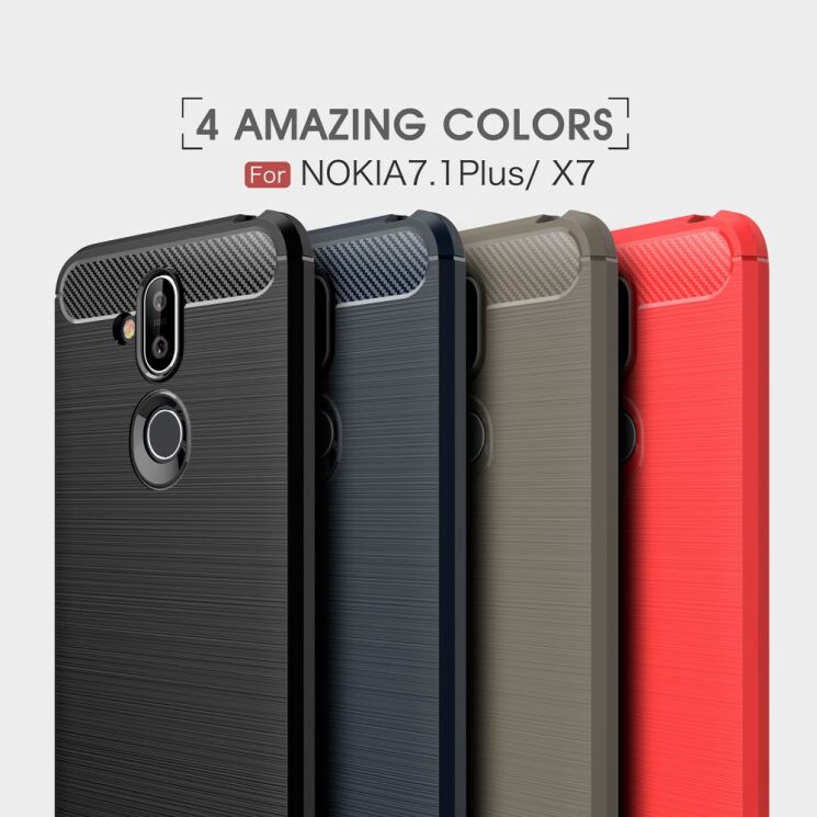 Захисний чохол UniCase Carbon для Nokia 7.1 Plus - Red: фото 2 з 9