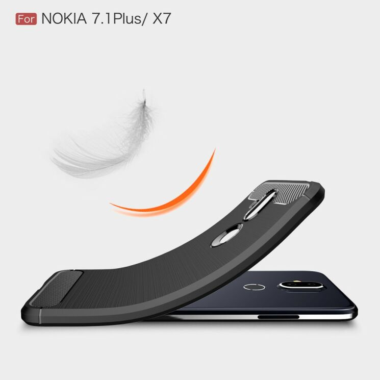 Захисний чохол UniCase Carbon для Nokia 7.1 Plus - Black: фото 7 з 9