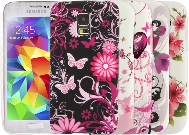 Силиконовая накладка Deexe Flower Pattern для Samsung S5 mini (G800) - Dancing Butterflies: фото 5 из 5