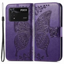 Чохол UniCase Butterfly Pattern для Xiaomi Poco M4 Pro 4G - Purple: фото 1 з 9