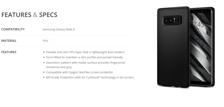 Защитная накладка Spigen SGP Liquid Air для Samsung Galaxy Note 8 (N950): фото 8 из 11
