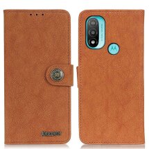 Чехол KHAZNEH Leather Wallet для Motorola Moto E20 / E40 - Brown: фото 1 из 8