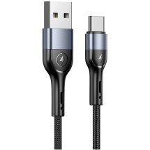 Кабель Usams US-SJ449 U55 Aluminum Alloy Braided USB to Type-C (2A, 1m) - Black: фото 1 з 15