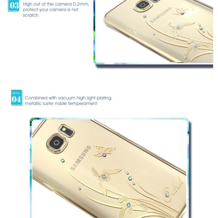 Пластиковый чехол KINGXBAR Diamond Flower для Samsung Galaxy S7 Edge (G935) - Rose Pattern: фото 6 из 11