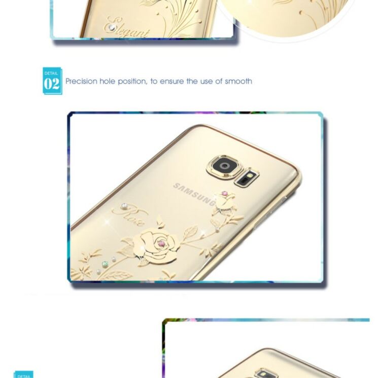 Пластиковый чехол KINGXBAR Diamond Flower для Samsung Galaxy S7 Edge (G935) - Rose Pattern: фото 5 из 11