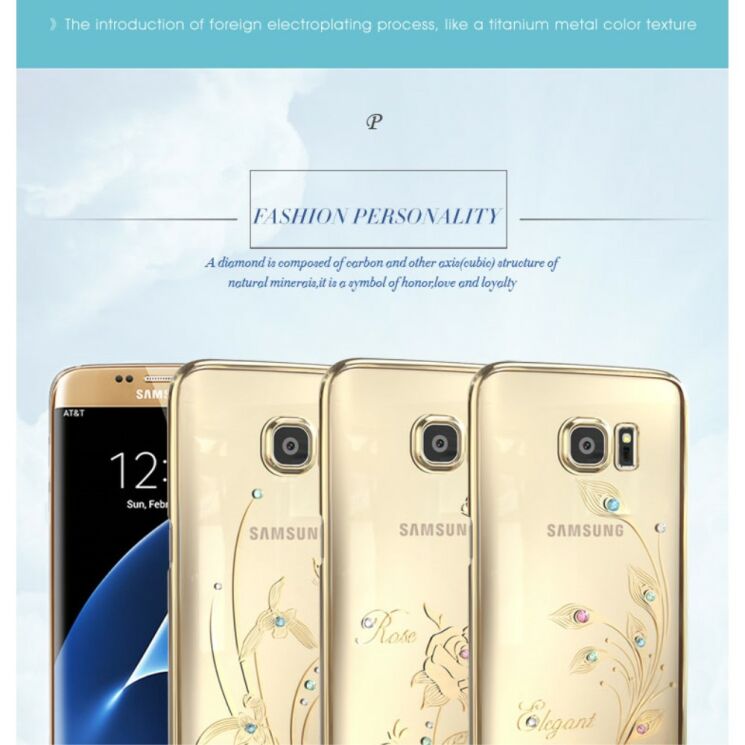 Пластиковый чехол KINGXBAR Diamond Flower для Samsung Galaxy S7 Edge (G935) - Rose Pattern: фото 3 из 11