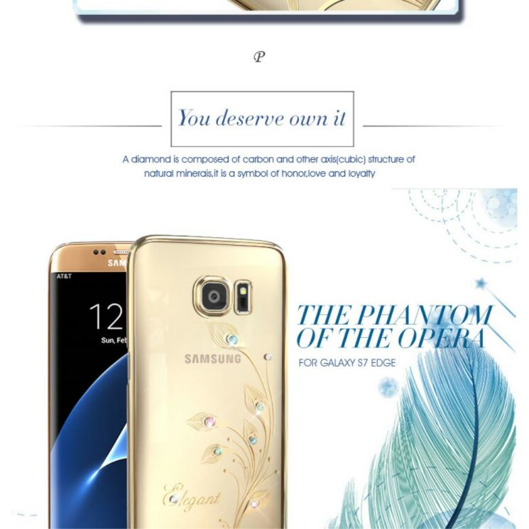 Пластиковый чехол KINGXBAR Diamond Flower для Samsung Galaxy S7 Edge (G935) - Rose Pattern: фото 7 из 11