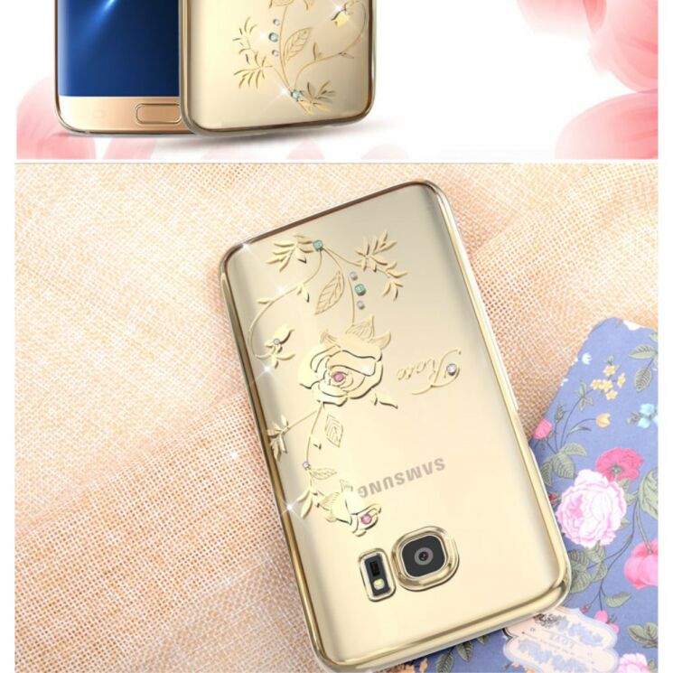 Пластиковый чехол KINGXBAR Diamond Flower для Samsung Galaxy S7 Edge (G935) - Rose Pattern: фото 11 из 11