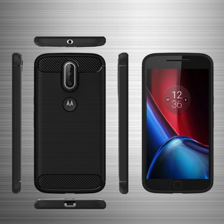 Силіконовий (TPU) чохол UniCase Carbon для Motorola Moto G4 / G4 Plus - Black: фото 7 з 9