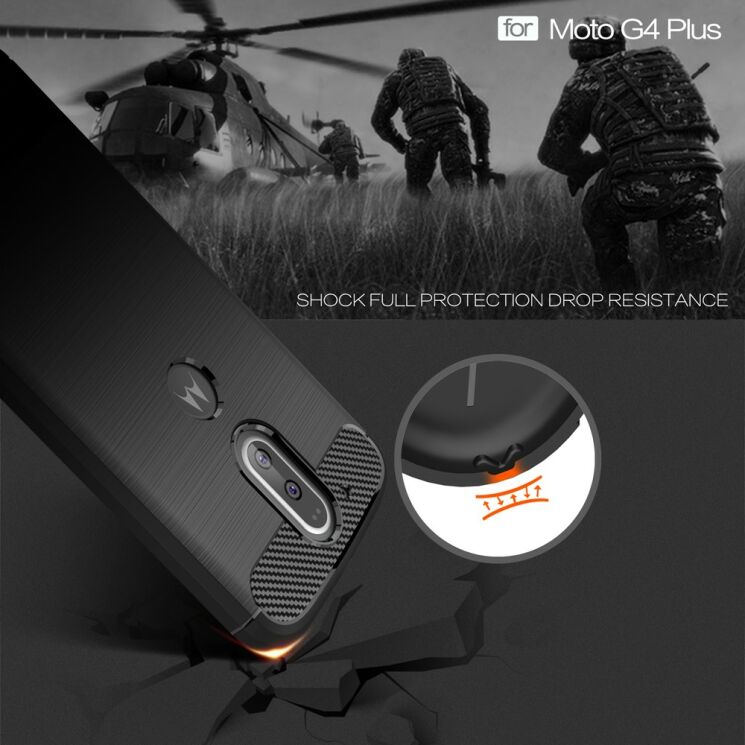 Силіконовий (TPU) чохол UniCase Carbon для Motorola Moto G4 / G4 Plus - Black: фото 6 з 9