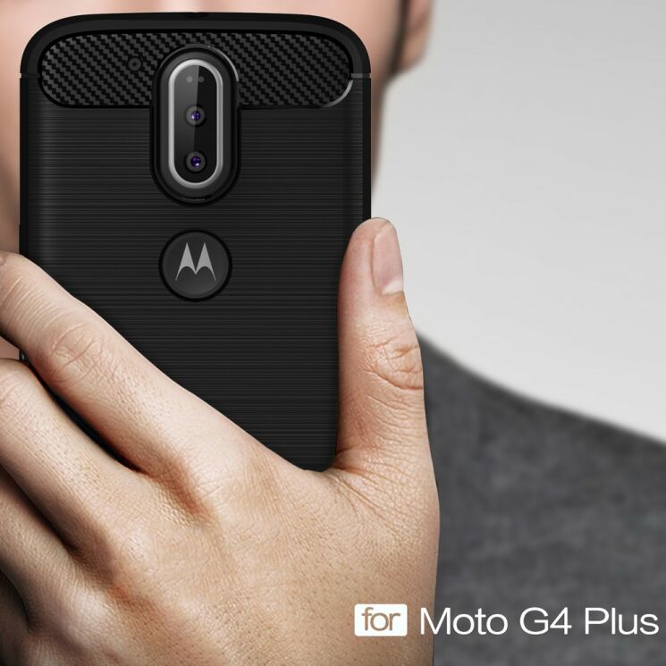 Силиконовый (TPU) чехол UniCase Carbon для Motorola Moto G4 / G4 Plus - Dark Blue: фото 9 из 9