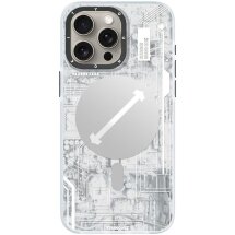 Защитный чехол YOUNGKIT Futuristic Circuit Magsafe для Apple iPhone 15 Pro - White: фото 1 из 8