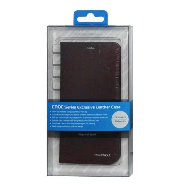 Кожаный чехол NUOKU Croc Series для Samsung Galaxy S7 (G930) - Wine Red: фото 6 з 6