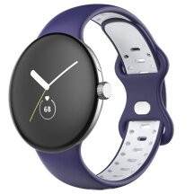 Ремінець Deexe Dual Color для Google Pixel Watch / Watch 2 - Midnight Blue / White: фото 1 з 5