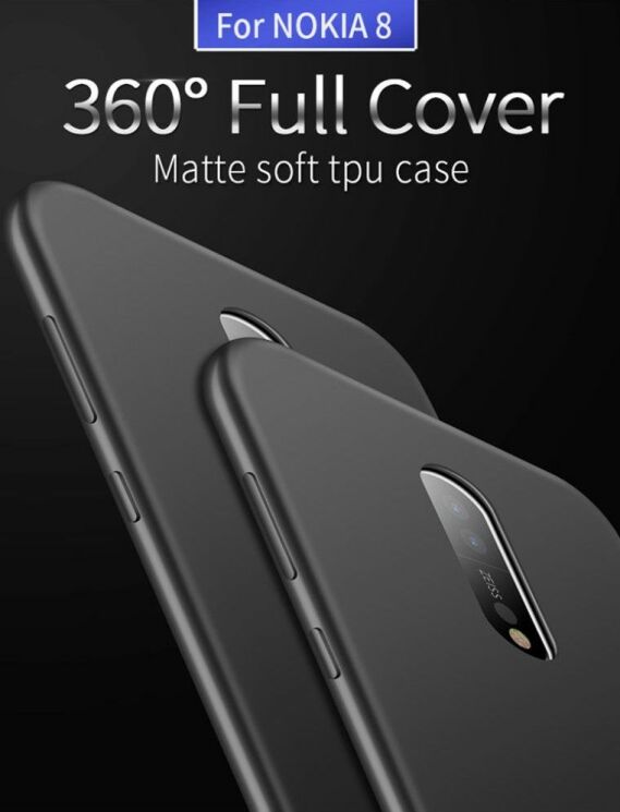 Силіконовий (TPU) чохол X-LEVEL Matte для Nokia 8 - Black: фото 2 з 8