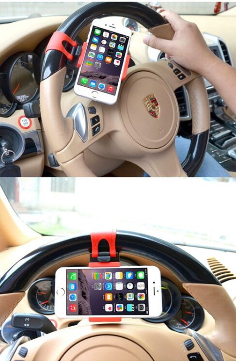 Универсальный держатель на руль для смартфонов HAWEEL Steering Holder - Black&Red: фото 8 из 11