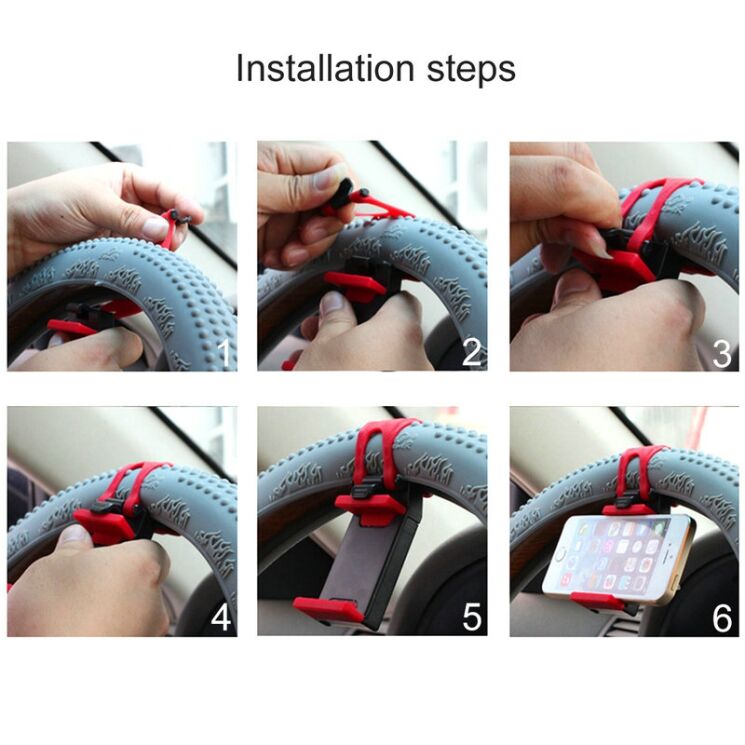 Универсальный держатель на руль для смартфонов HAWEEL Steering Holder - Black&Red: фото 10 из 11