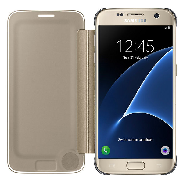 Чехол Clear View Cover для Samsung Galaxy S7 (G930) EF-ZG930CBEGWW - Gold: фото 3 из 7