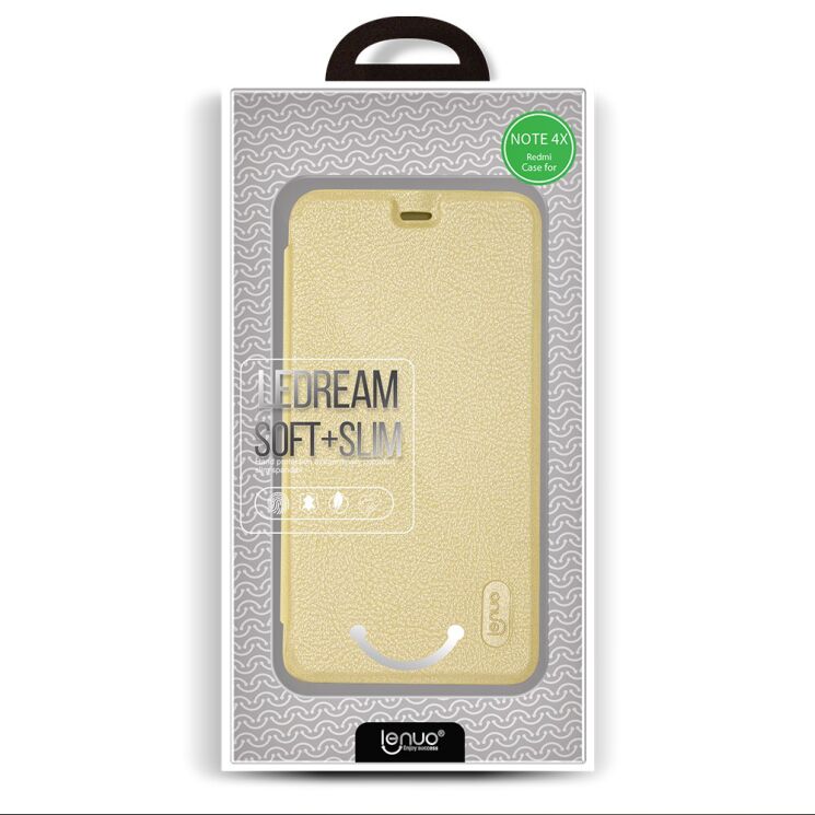 Чохол-книжка LENUO LeDream для Xiaomi Redmi Note 4X - Gold: фото 4 з 13