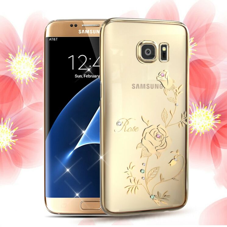 Пластиковый чехол KINGXBAR Diamond Flower для Samsung Galaxy S7 Edge (G935) - Rose Pattern: фото 1 из 11